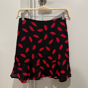 Lip print mini skirt